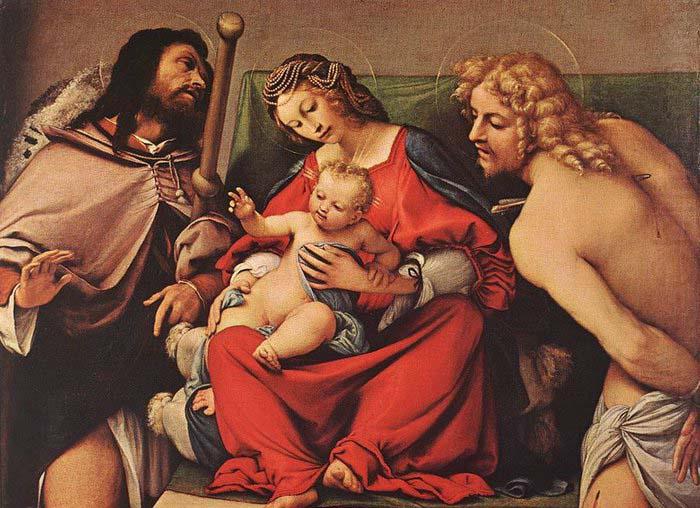 Lorenzo Lotto Madonna with the Child and Sts Rock and Sebastian china oil painting image